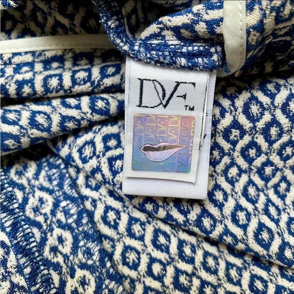 Diane von Furstenberg Jeannie Blue White Fit & Flare Mini Dress Size 6 NWT - Picture 13 of 16
